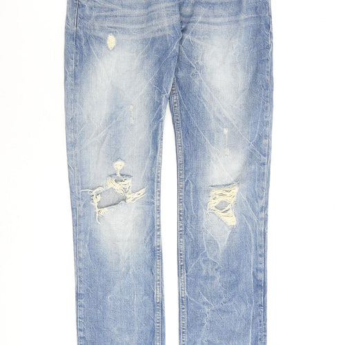 Topman Mens Blue Cotton Straight Jeans Size 30 in L34 in Regular Zip - Skinny