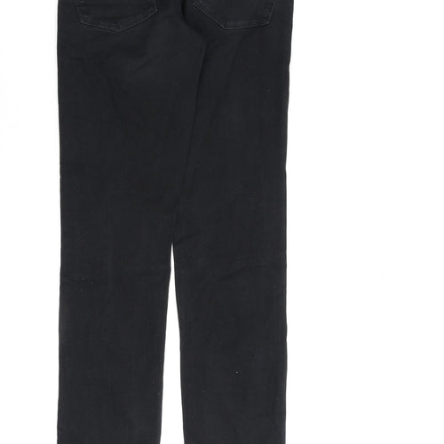 NEXT Womens Black Cotton Straight Jeans Size 10 L32 in Regular Zip