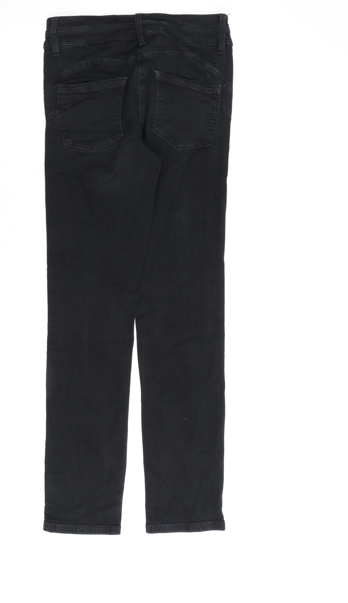 NEXT Womens Black Cotton Straight Jeans Size 10 L32 in Regular Zip