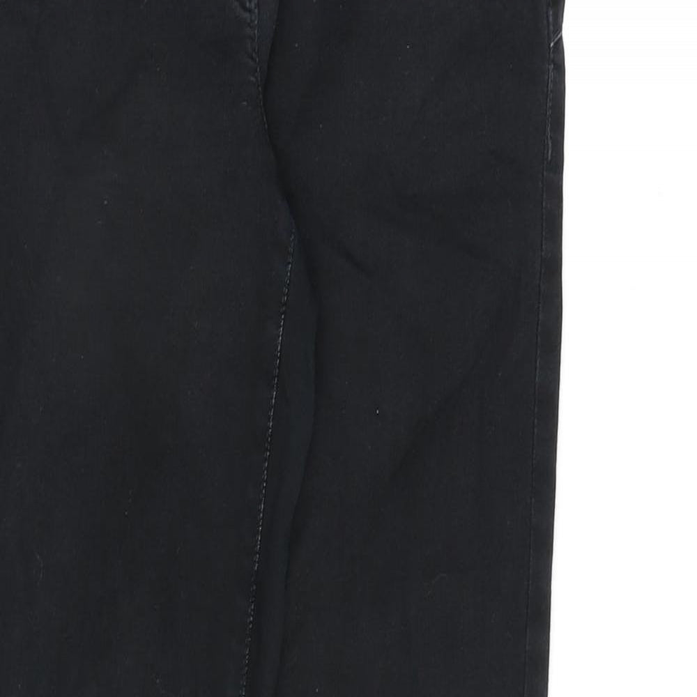 NEXT Womens Black Cotton Straight Jeans Size 10 L32 in Regular Zip