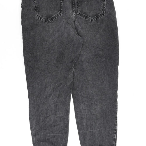 Marks and Spencer Womens Grey Cotton Mom Jeans Size 12 L27 in Regular Zip