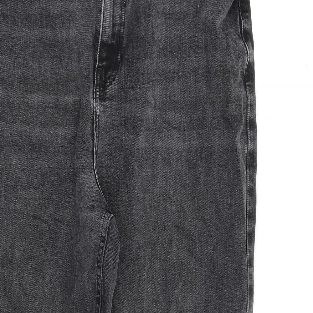 Marks and Spencer Womens Grey Cotton Mom Jeans Size 12 L27 in Regular Zip