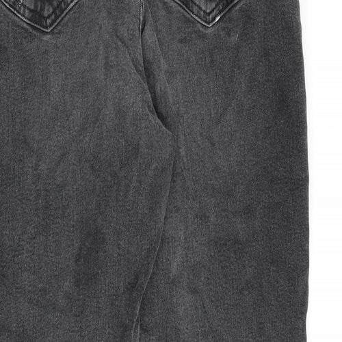 Marks and Spencer Womens Grey Cotton Mom Jeans Size 12 L27 in Regular Zip