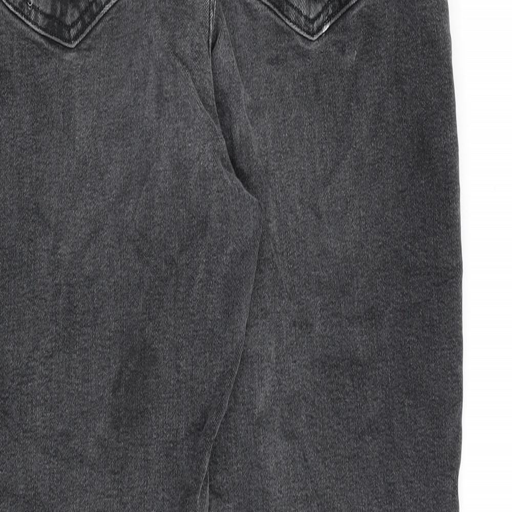 Marks and Spencer Womens Grey Cotton Mom Jeans Size 12 L27 in Regular Zip