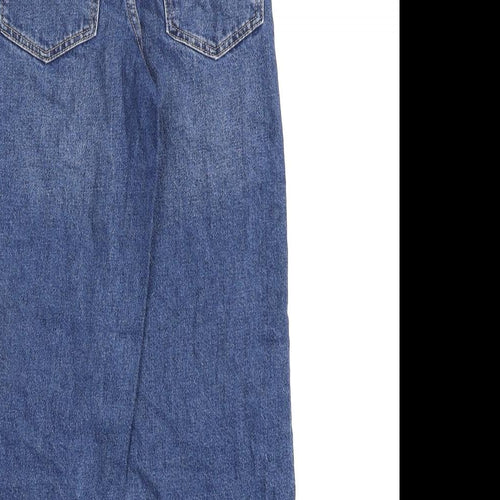 Marks and Spencer Girls Blue 100% Cotton Wide-Leg Jeans Size 6-7 Years Regular Zip