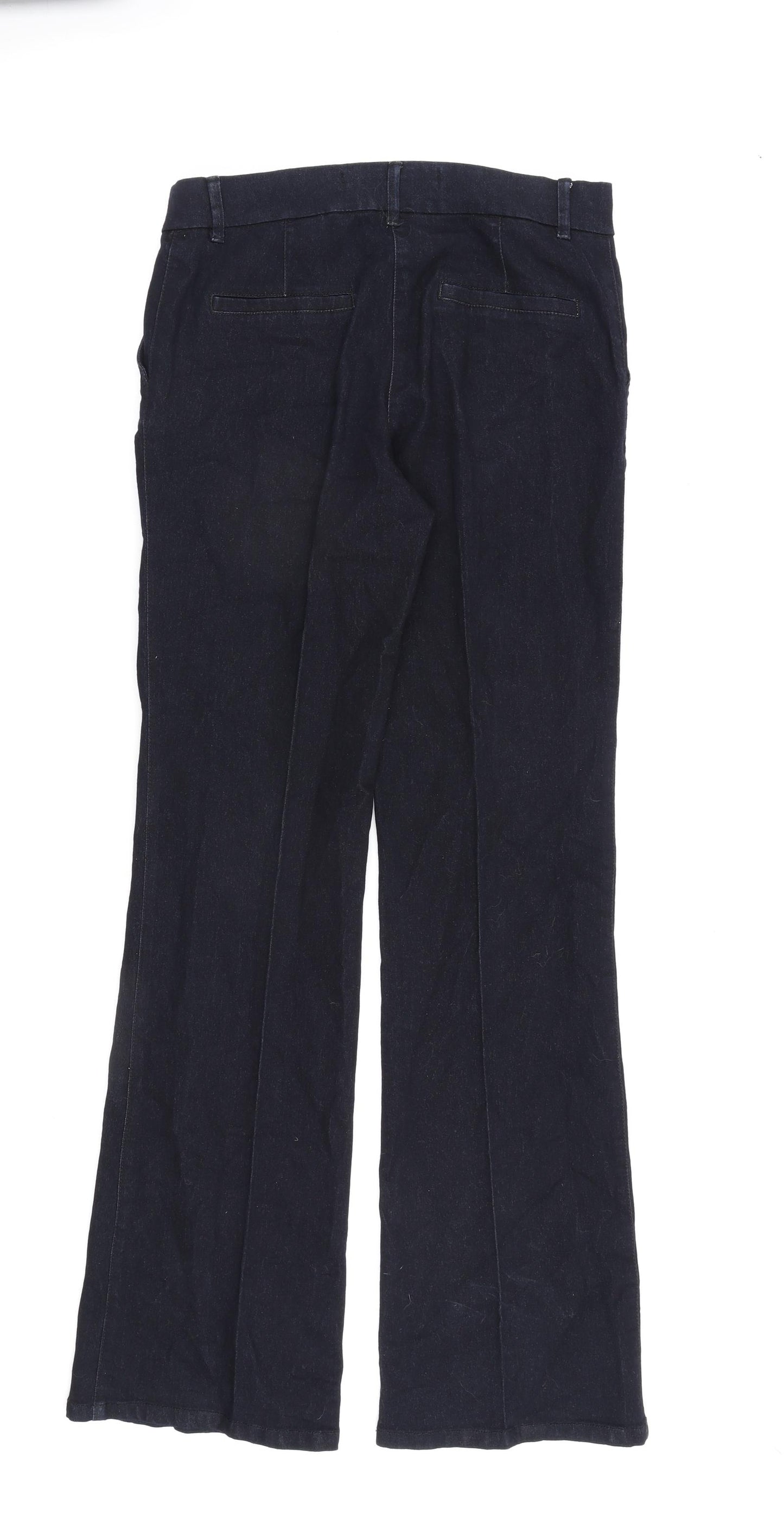 NEXT Womens Blue Cotton Bootcut Jeans Size 10 L34 in Regular Zip