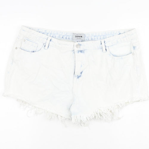 New Look Womens Blue 100% Cotton Cut-Off Shorts Size 18 L3 in Regular Zip