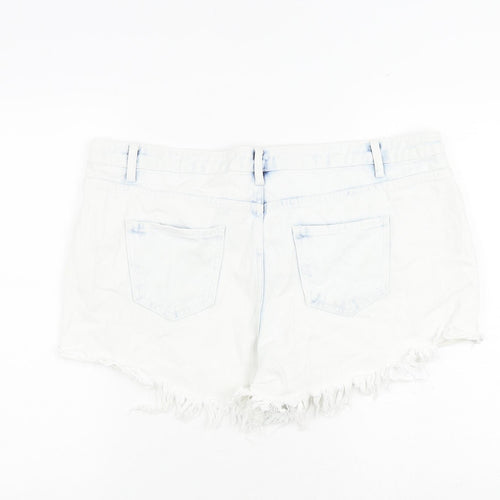 New Look Womens Blue 100% Cotton Cut-Off Shorts Size 18 L3 in Regular Zip