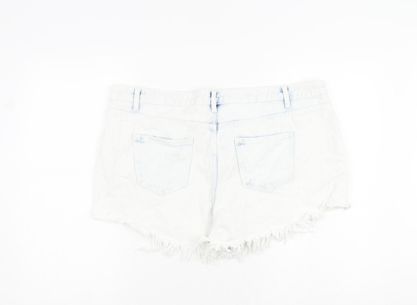 New Look Womens Blue 100% Cotton Cut-Off Shorts Size 18 L3 in Regular Zip