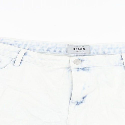 New Look Womens Blue 100% Cotton Cut-Off Shorts Size 18 L3 in Regular Zip