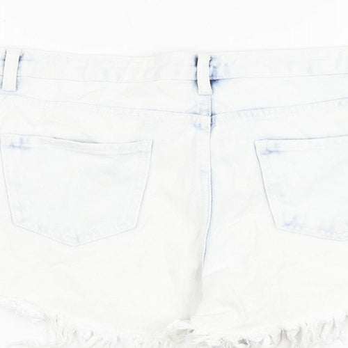 New Look Womens Blue 100% Cotton Cut-Off Shorts Size 18 L3 in Regular Zip