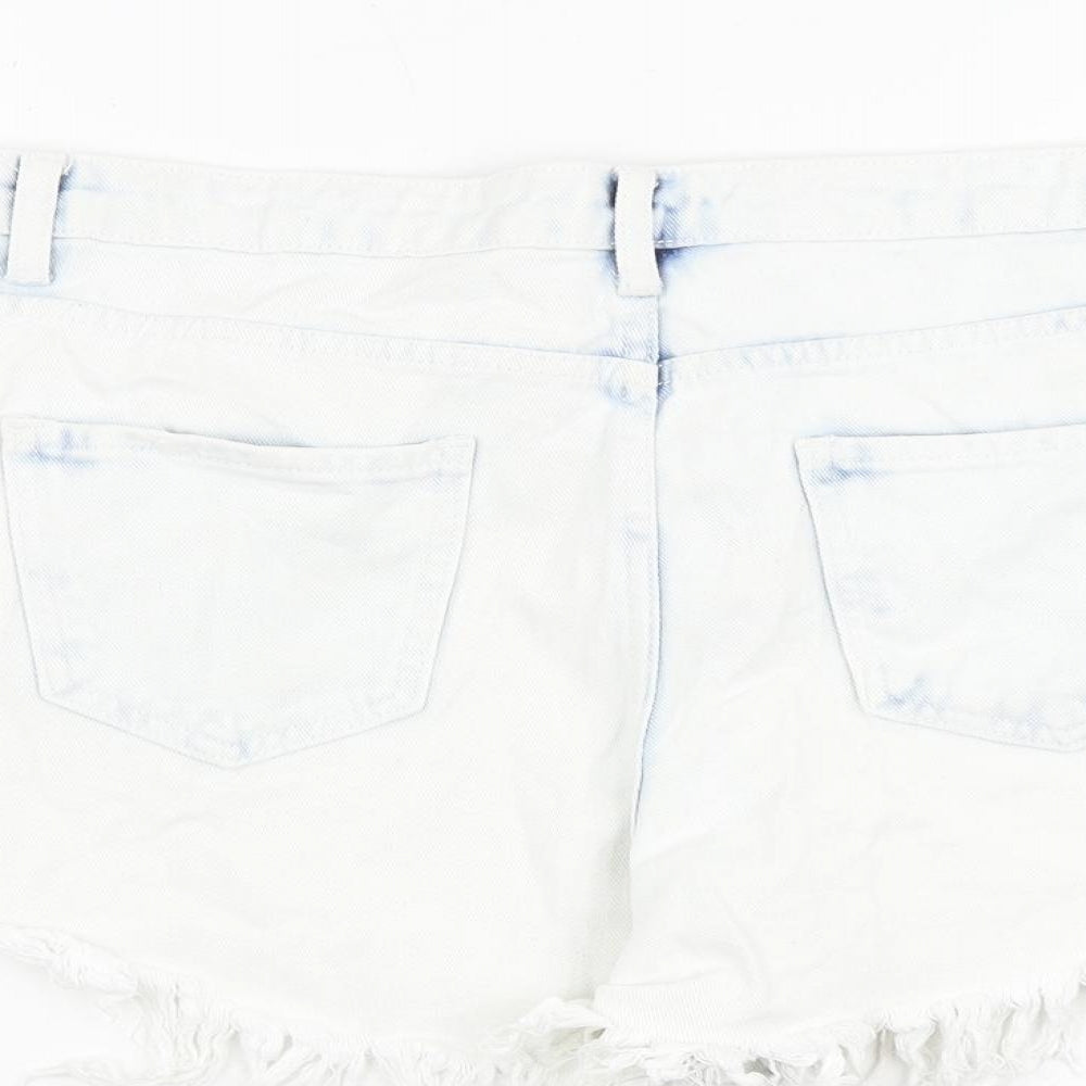 New Look Womens Blue 100% Cotton Cut-Off Shorts Size 18 L3 in Regular Zip