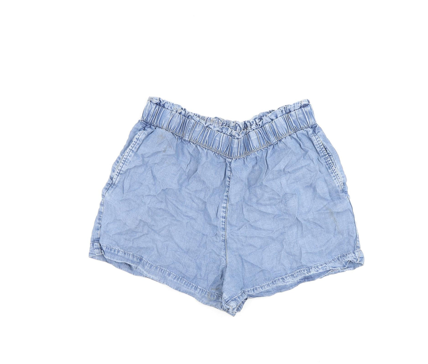 TU Womens Blue Polyester Basic Shorts Size 14 L4 in Regular Pull On