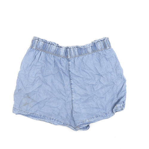 TU Womens Blue Polyester Basic Shorts Size 14 L4 in Regular Pull On