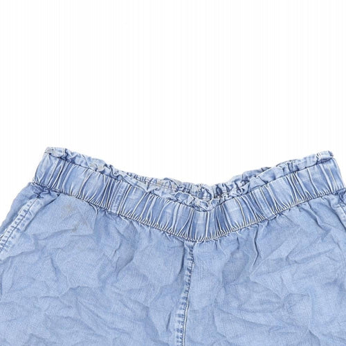 TU Womens Blue Polyester Basic Shorts Size 14 L4 in Regular Pull On