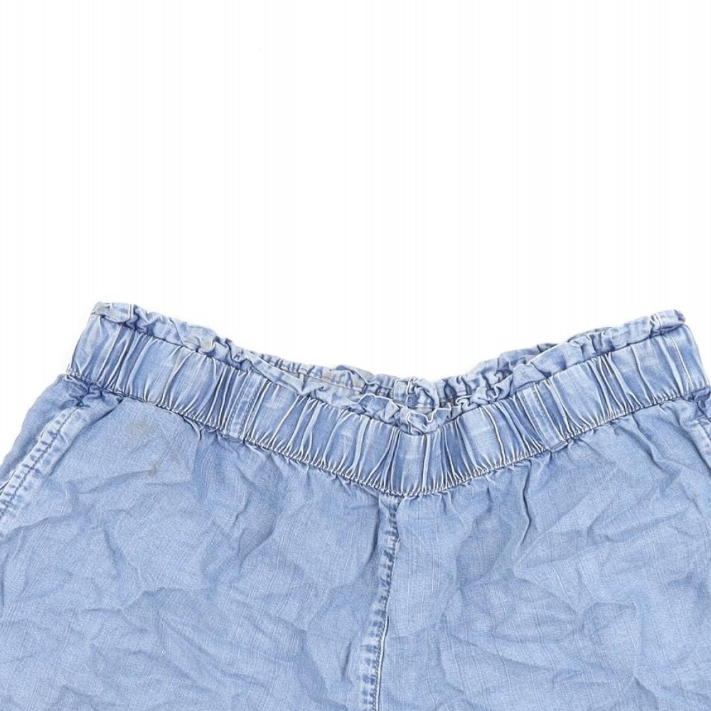 TU Womens Blue Polyester Basic Shorts Size 14 L4 in Regular Pull On