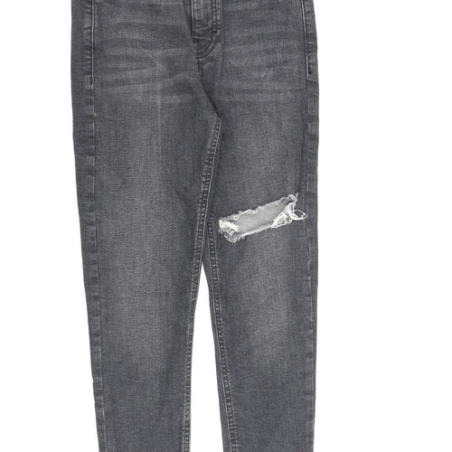 Topshop Womens Grey Cotton Skinny Jeans Size 26 in L32 in Regular Zip