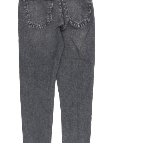 Topshop Womens Grey Cotton Skinny Jeans Size 26 in L32 in Regular Zip
