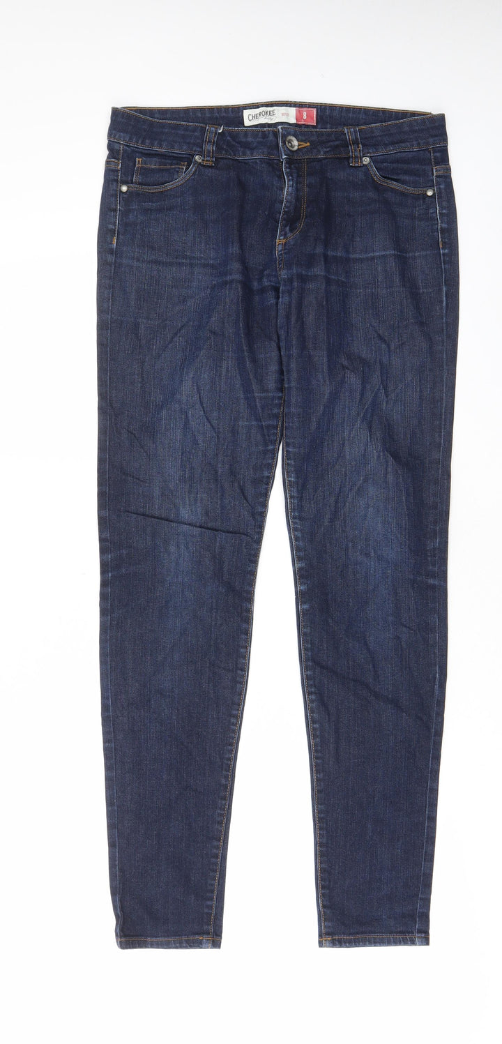 Cherokee Womens Blue Cotton Skinny Jeans Size 8 L30 in Regular Zip - Pockets, Belt Loops