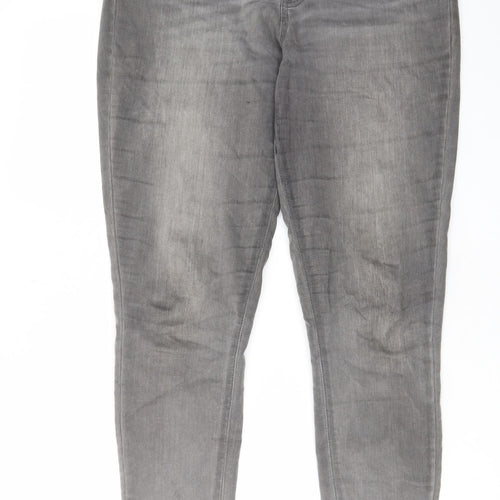 Nutmeg Womens Grey Cotton Skinny Jeans Size 14 L29 in Regular Zip - Pockets, Belt Loops