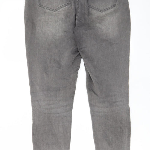 Nutmeg Womens Grey Cotton Skinny Jeans Size 14 L29 in Regular Zip - Pockets, Belt Loops