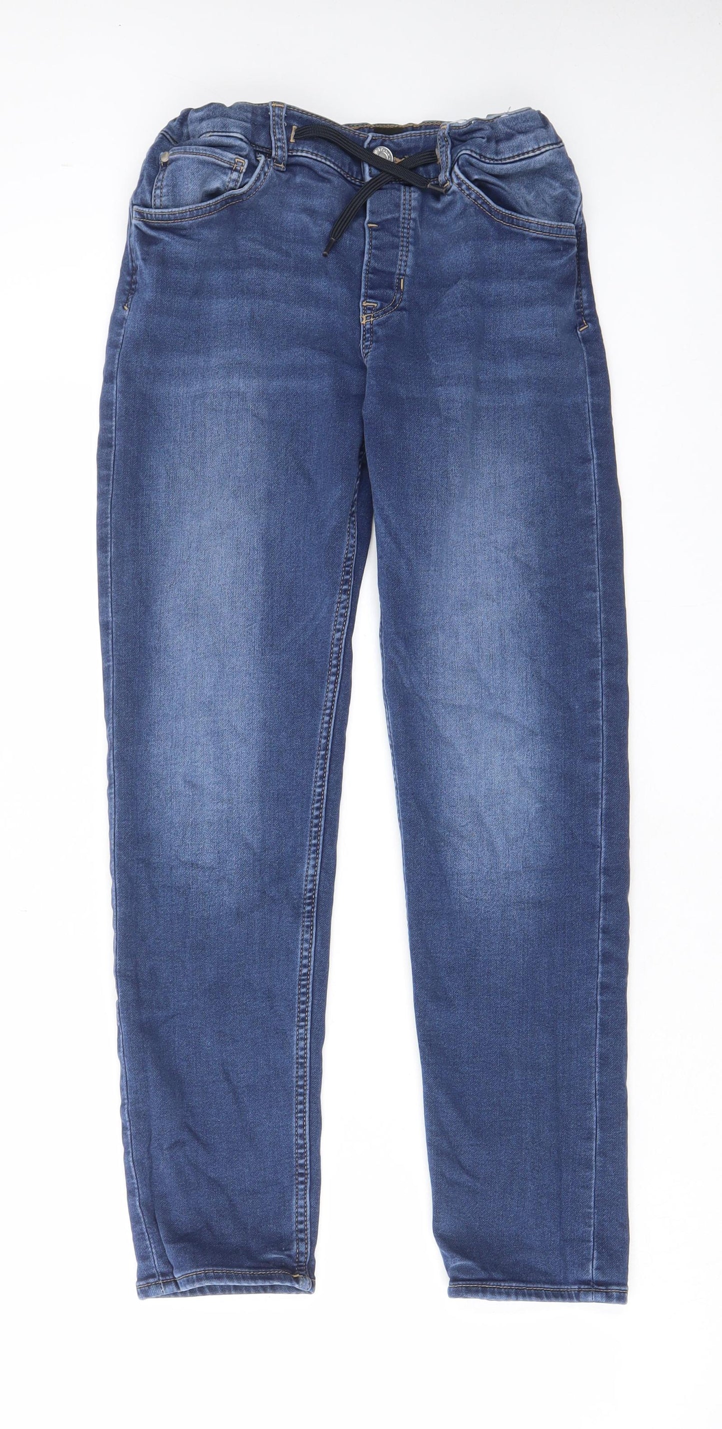 H&M Boys Blue Cotton Straight Jeans Size 11-12 Years L25 in Regular Button - Pockets