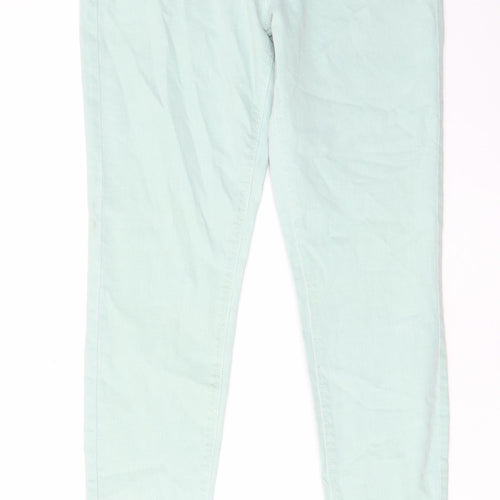 NEXT Womens Green Cotton Skinny Jeans Size 12 L29 in Regular Zip - Pockets, Belt Loops
