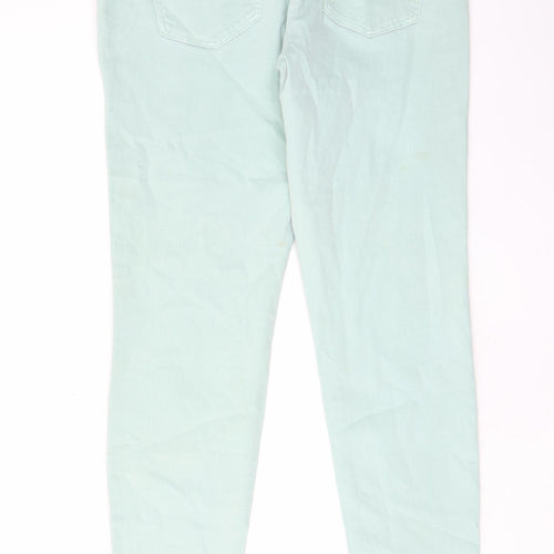 NEXT Womens Green Cotton Skinny Jeans Size 12 L29 in Regular Zip - Pockets, Belt Loops