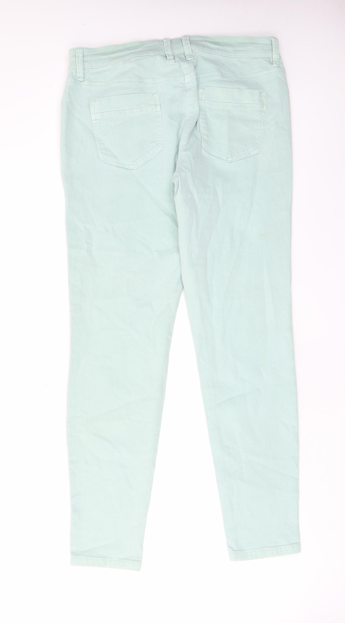 NEXT Womens Green Cotton Skinny Jeans Size 12 L29 in Regular Zip - Pockets, Belt Loops