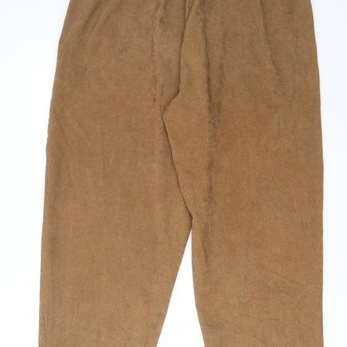 Zanzea Womens Brown Cotton Trousers Size 2XL L28 in Regular - Pockets