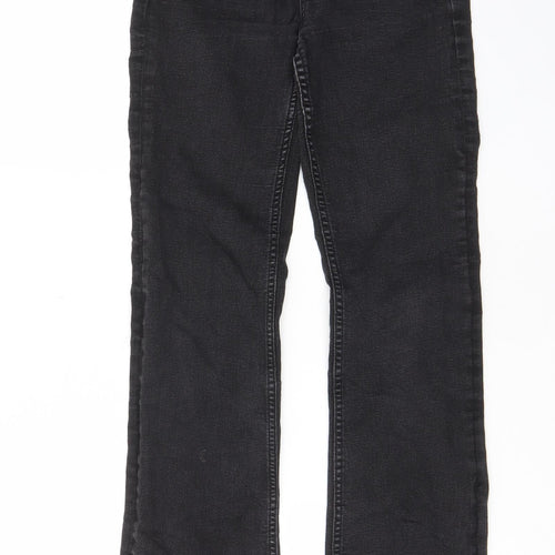 Marks and Spencer Womens Black Cotton Bootcut Jeans Size 8 L29 in Regular Zip - Pockets, Belt Loops