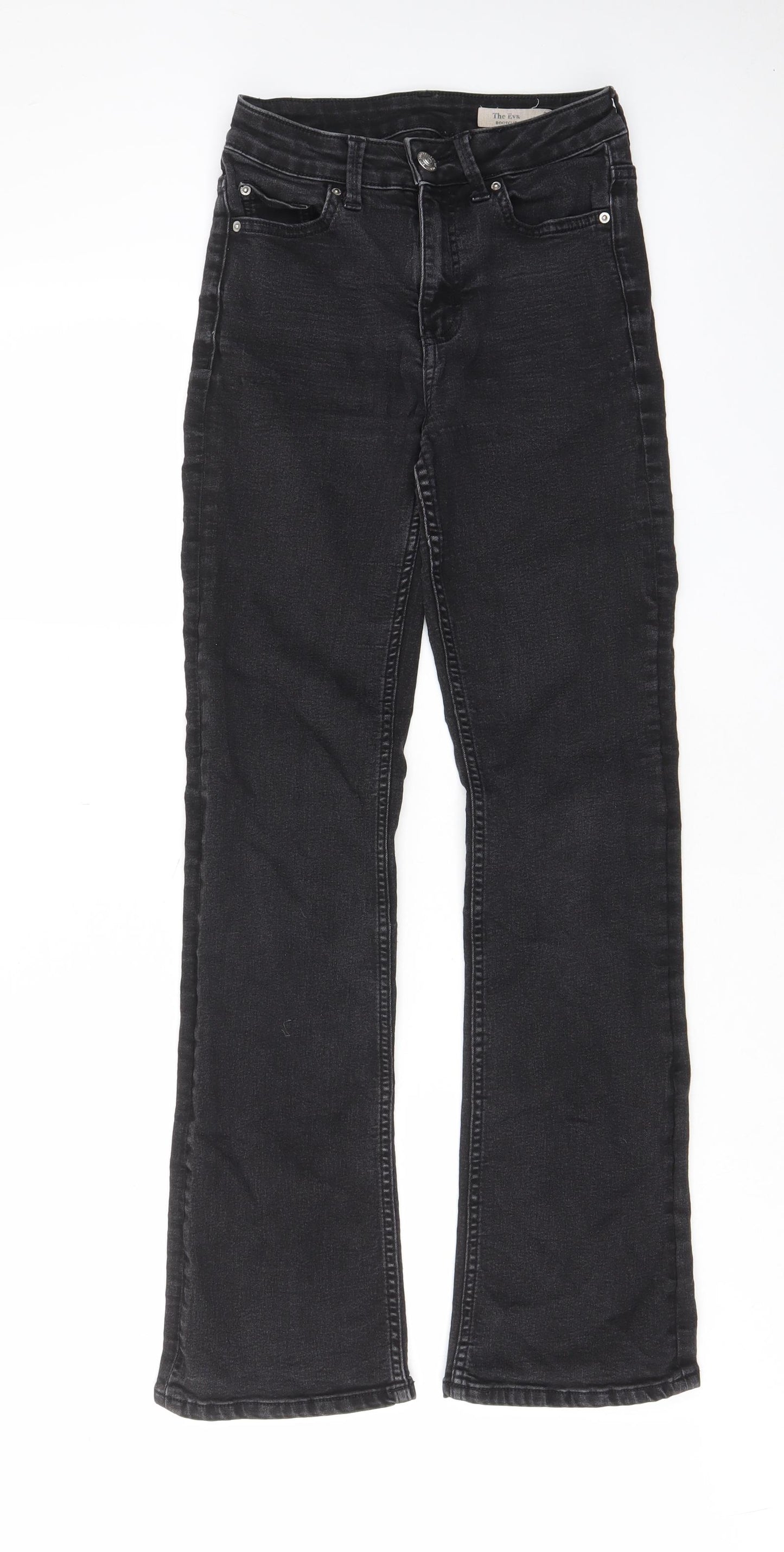 Marks and Spencer Womens Black Cotton Bootcut Jeans Size 8 L29 in Regular Zip - Pockets, Belt Loops