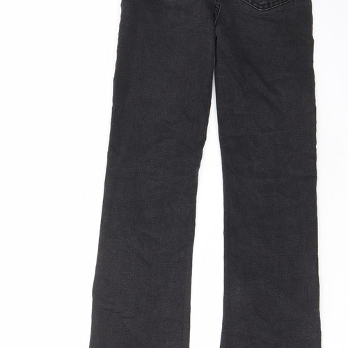 Marks and Spencer Womens Black Cotton Bootcut Jeans Size 8 L29 in Regular Zip - Pockets, Belt Loops