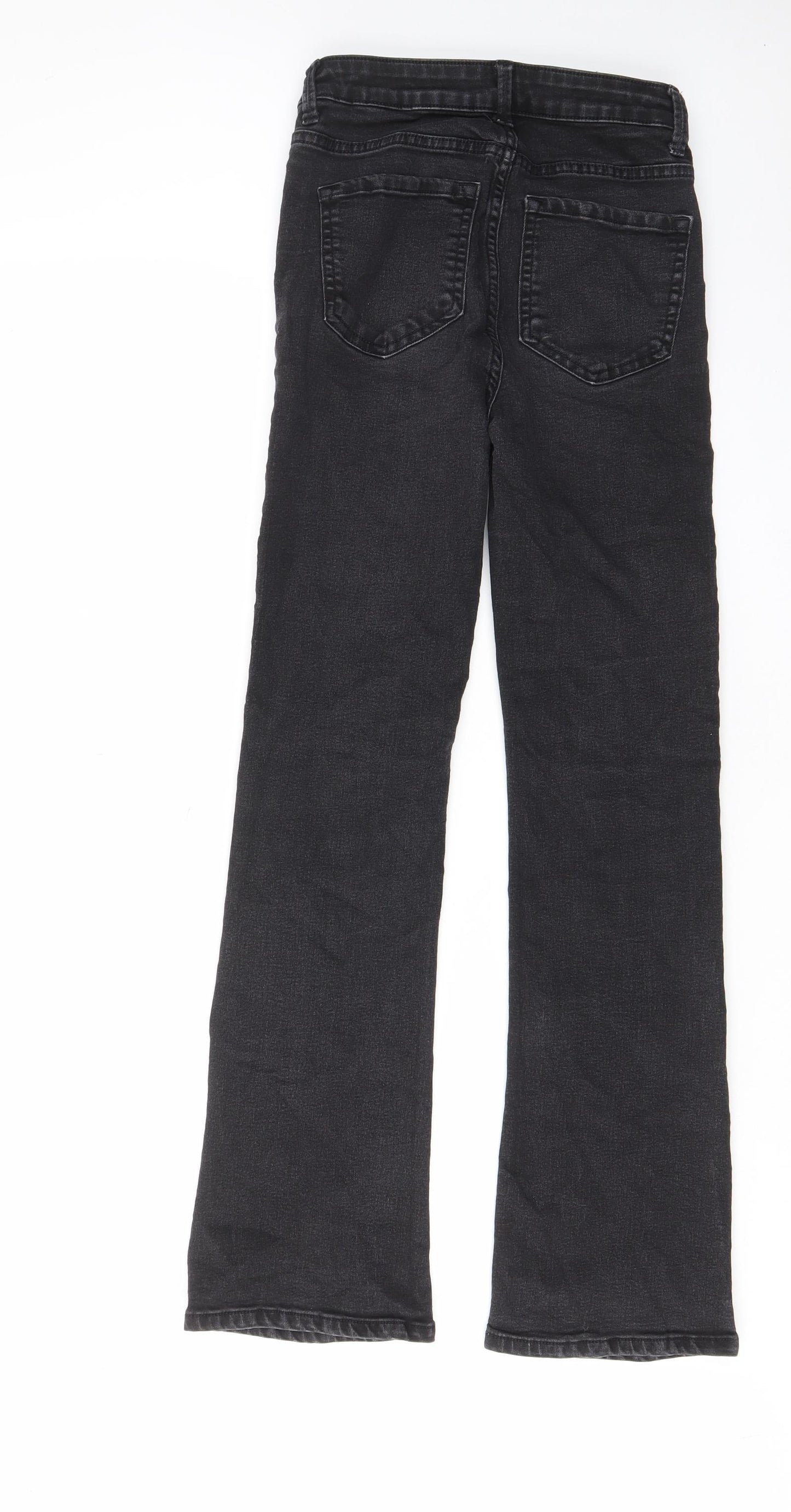 Marks and Spencer Womens Black Cotton Bootcut Jeans Size 8 L29 in Regular Zip - Pockets, Belt Loops