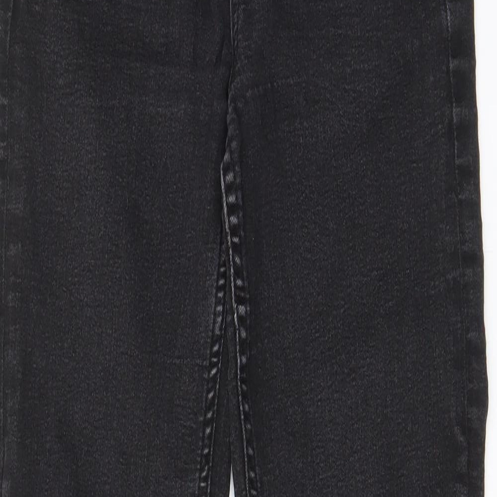 Marks and Spencer Womens Black Cotton Bootcut Jeans Size 8 L29 in Regular Zip - Pockets, Belt Loops