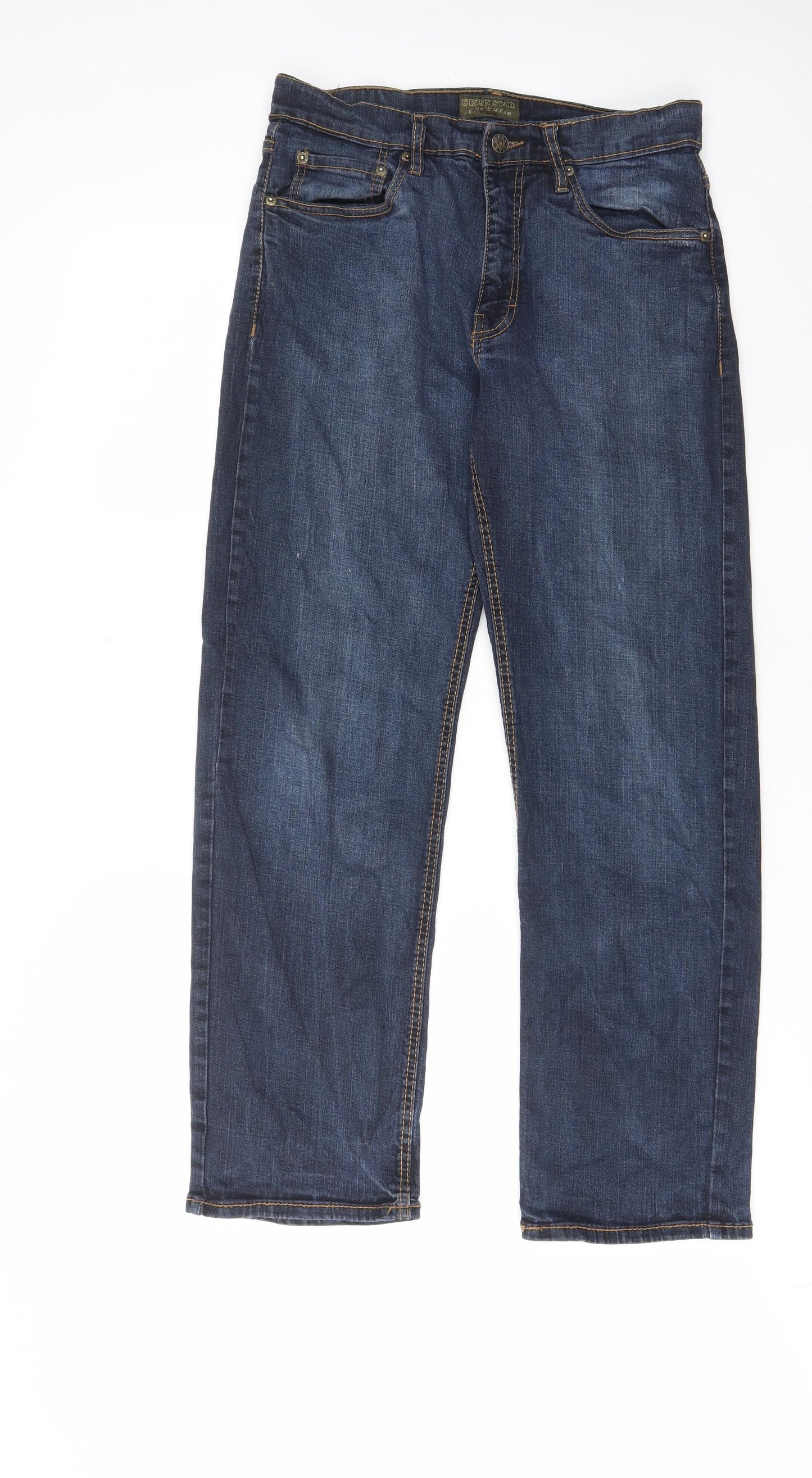 Urban star Mens Blue Cotton Straight Jeans Size 32 in L30 in Regular Zip - Pockets, Belt Loops