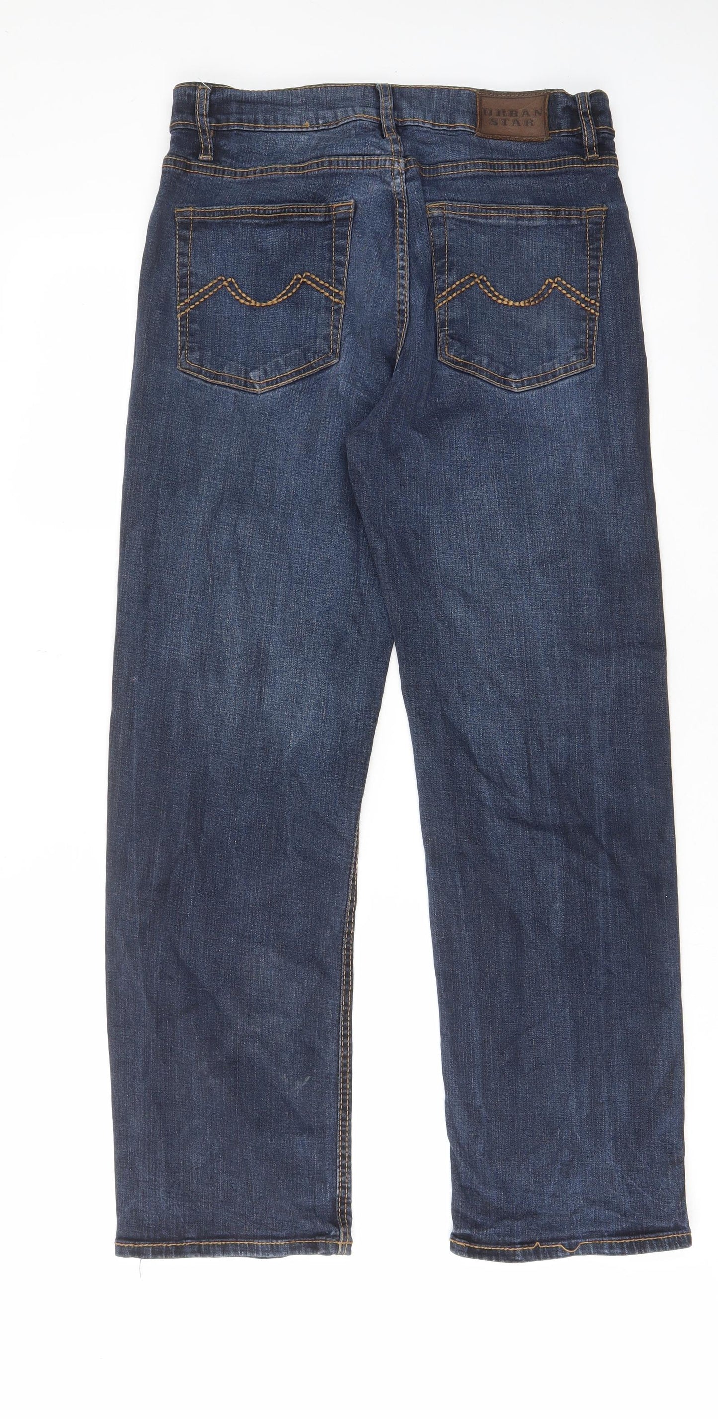 Urban star Mens Blue Cotton Straight Jeans Size 32 in L30 in Regular Zip - Pockets, Belt Loops