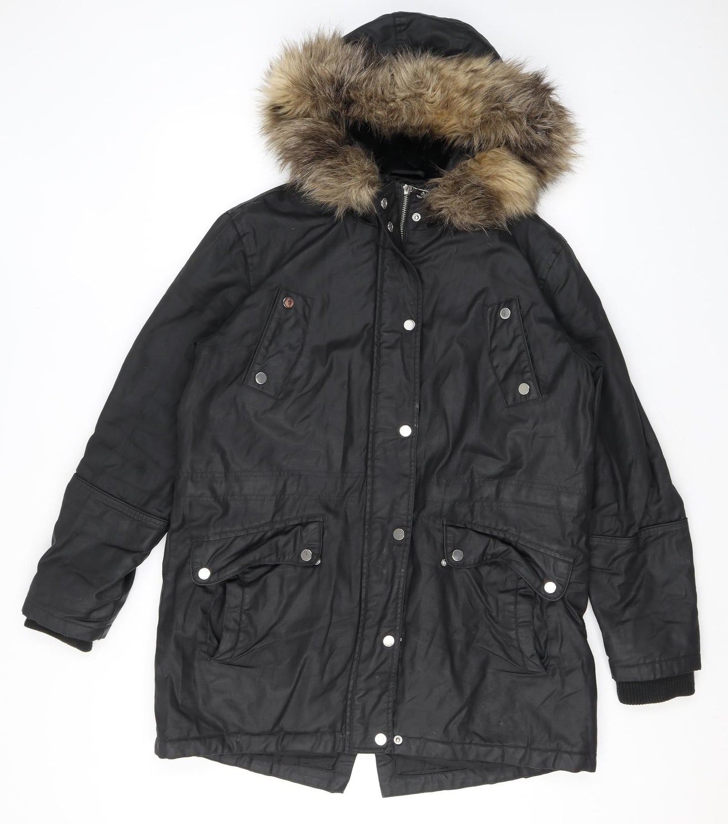 NEXT Womens Grey Parka Coat Size 14 Zip