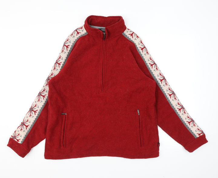 Woolrich Womens Red Geometric Polyester Pullover Sweatshirt Size L Zip