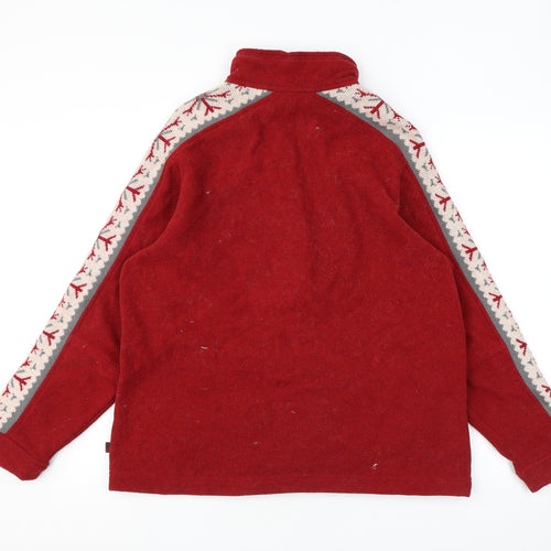 Woolrich Womens Red Geometric Polyester Pullover Sweatshirt Size L Zip