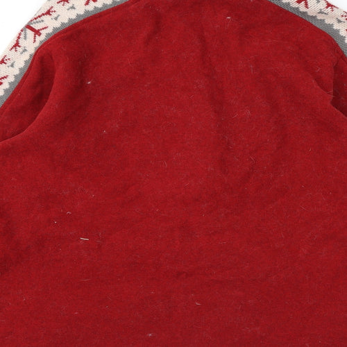 Woolrich Womens Red Geometric Polyester Pullover Sweatshirt Size L Zip