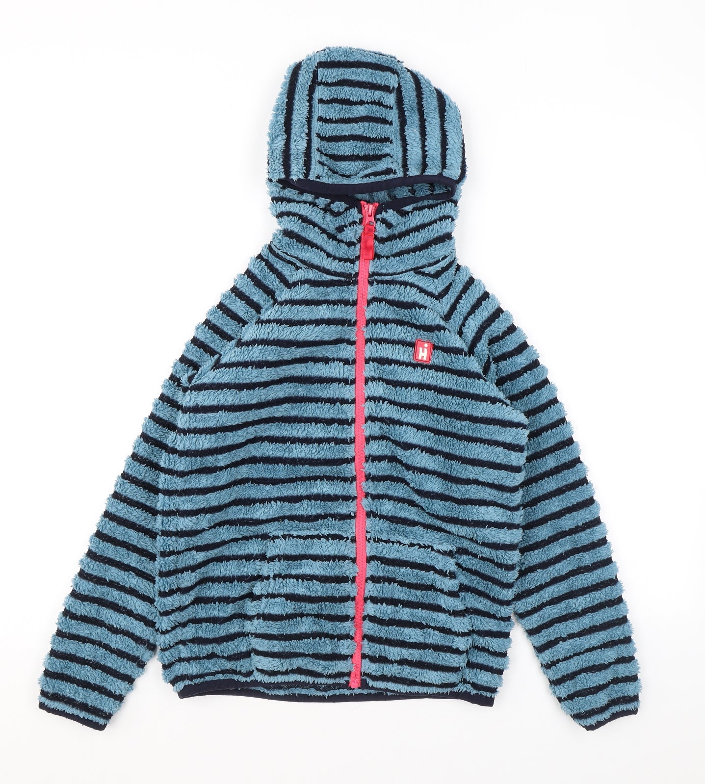 Hi Gear Girls Blue Striped Polyester Full Zip Hoodie Size 9-10 Years Zip