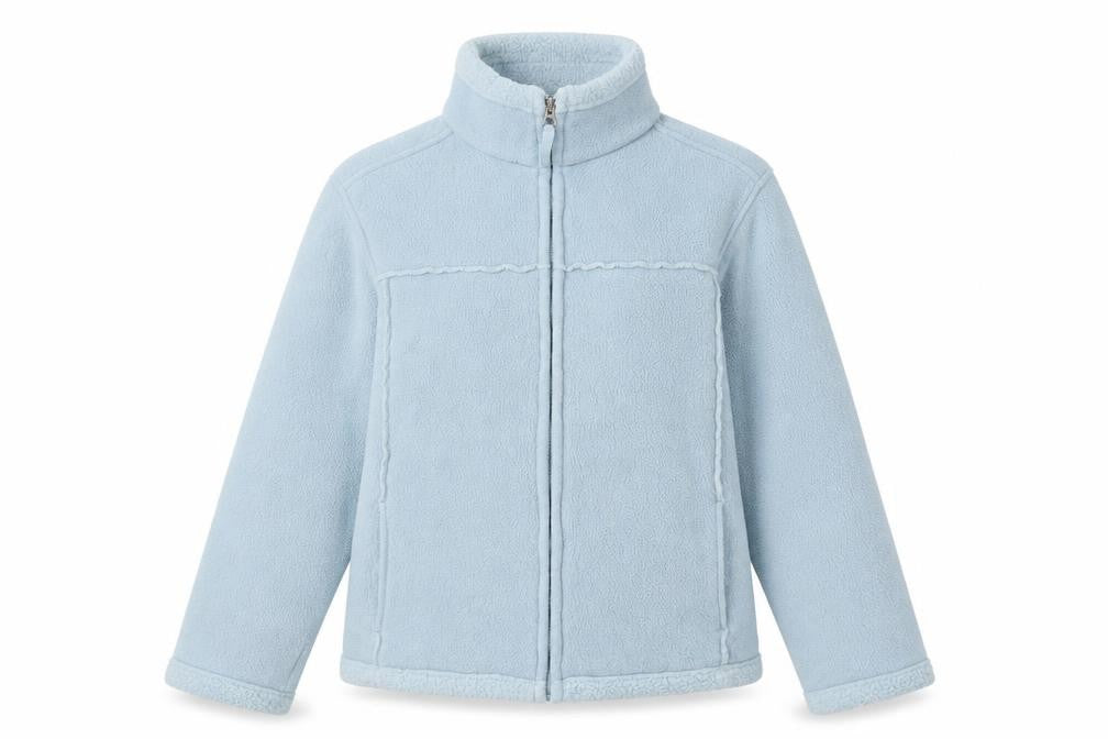 Front view of Marks & Spencer women’s blue jacket, size UK 12, zip