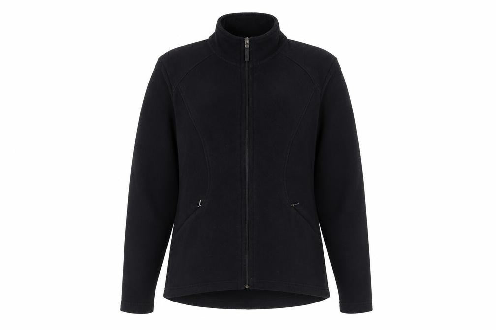 Front view of Marks & Spencer women’s black jacket, size UK 12, zip