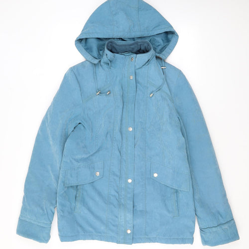EWM Womens Blue Rain Coat Coat Size 10 Zip