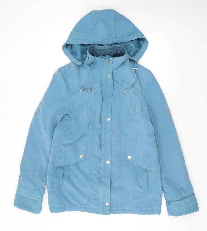 EWM Womens Blue Rain Coat Coat Size 10 Zip