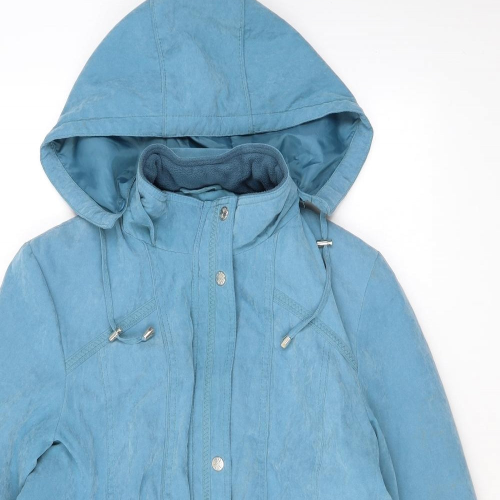 EWM Womens Blue Rain Coat Coat Size 10 Zip