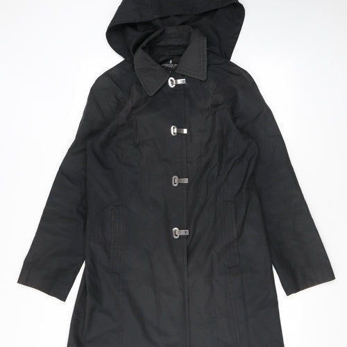 London Fog Womens Black Trench Coat Coat Size S Hook & Eye