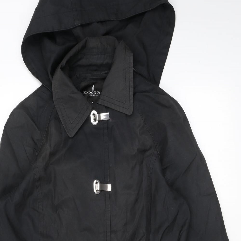 London Fog Womens Black Trench Coat Coat Size S Hook & Eye