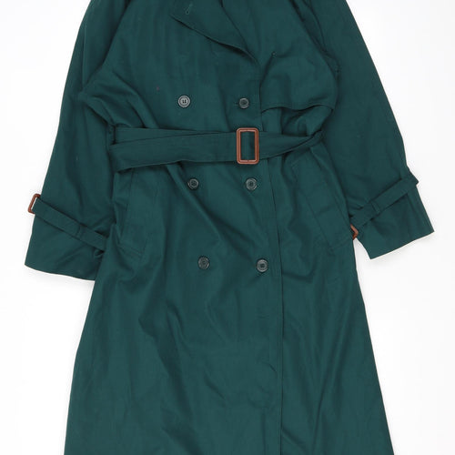 NuAge Womens Green Trench Coat Coat Size 14 Button - Belted